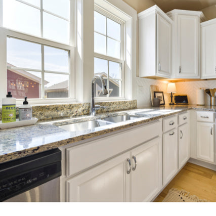 WindowsWindows above a kitchen counter and sink