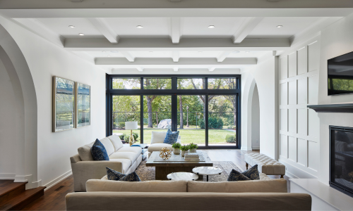 Living room with white trim